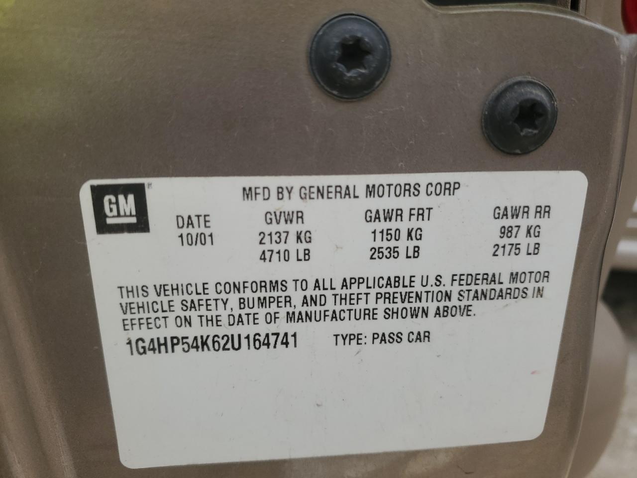 2002 Buick Lesabre Custom VIN: 1G4HP54K62U164741 Lot: 71825265