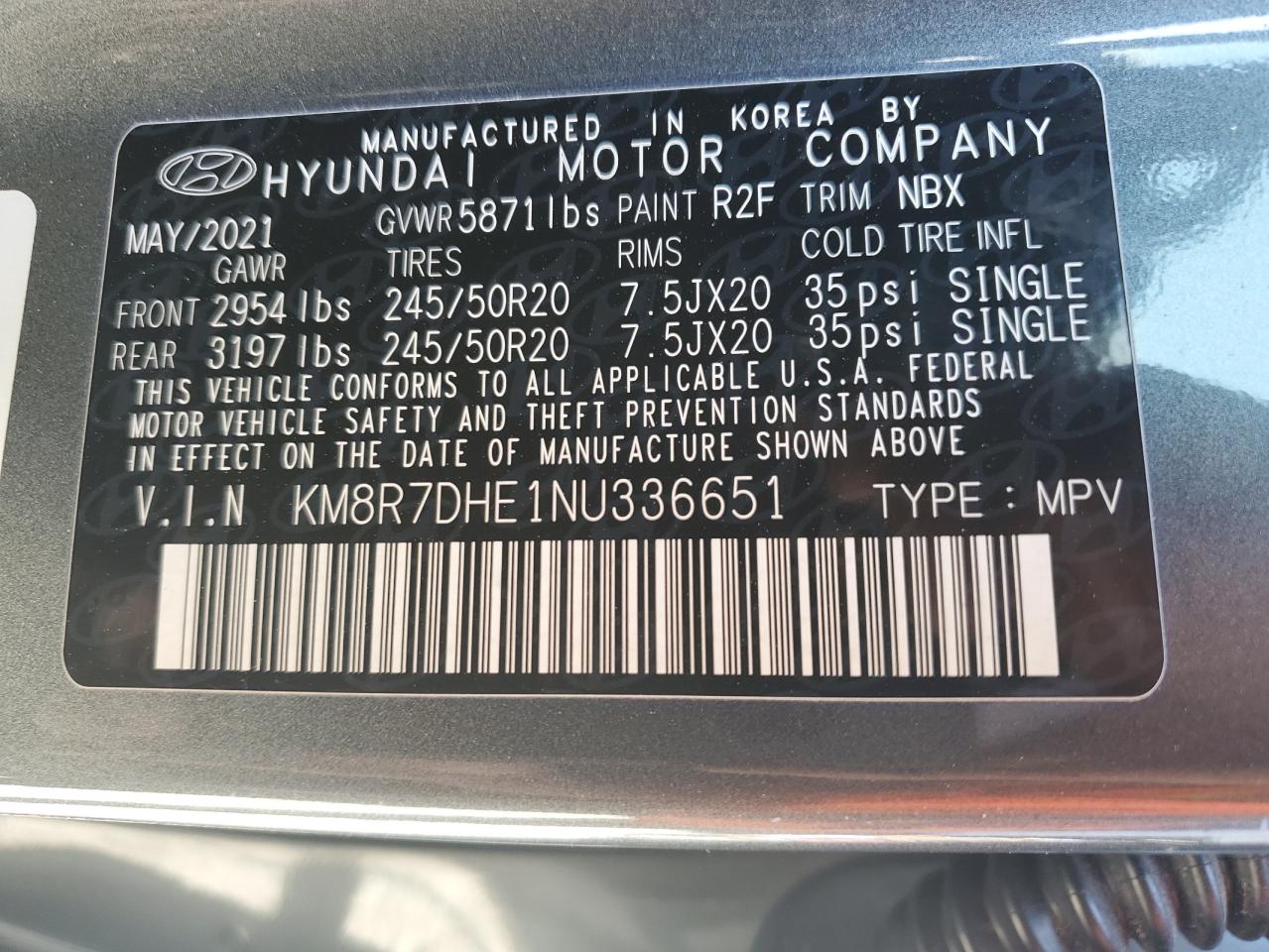 2022 Hyundai Palisade Calligraphy VIN: KM8R7DHE1NU336651 Lot: 81015785
