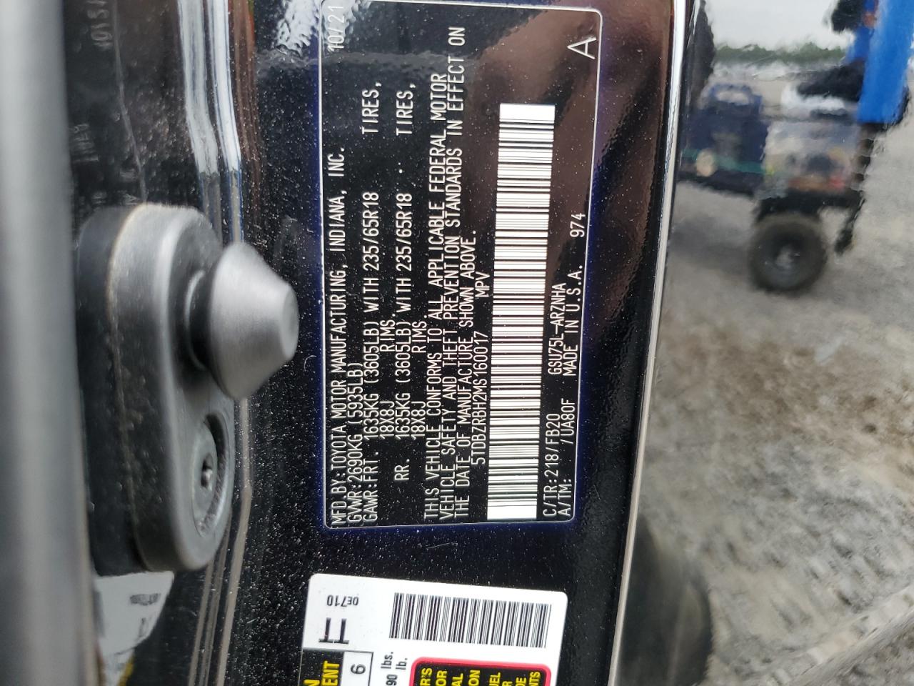 2021 Toyota Highlander L VIN: 5TDBZRBH2MS160017 Lot: 84249985