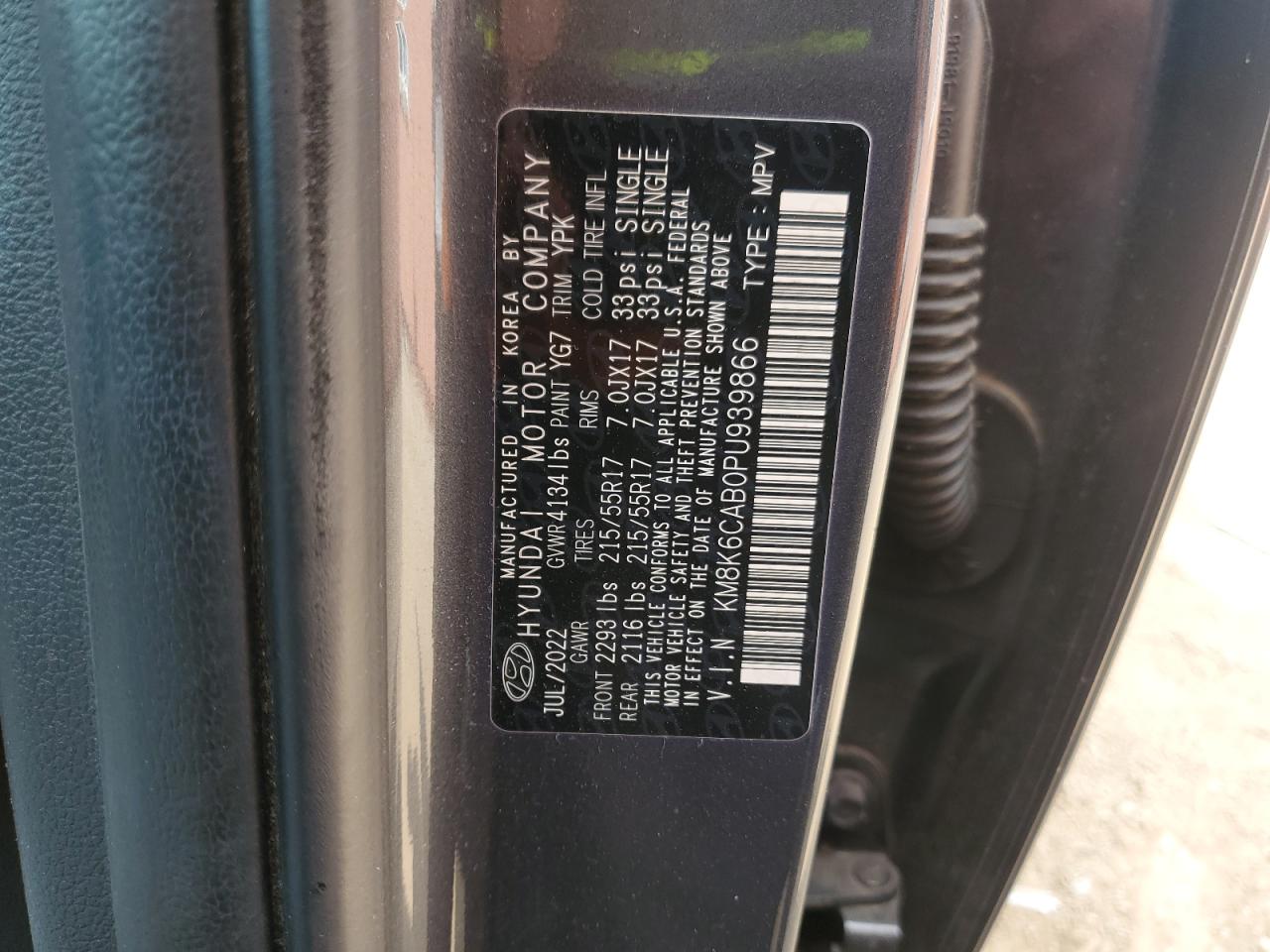 2023 Hyundai Kona Sel VIN: KM8K6CAB0PU939866 Lot: 72085895