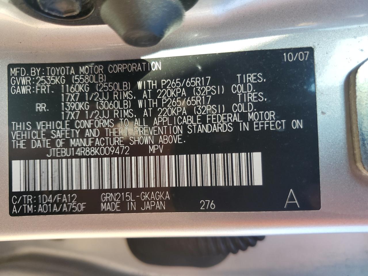 2008 Toyota 4Runner Sr5 VIN: JTEBU14R88K009472 Lot: 81283515