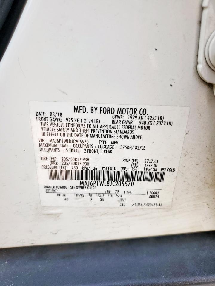 2018 Ford Ecosport Titanium VIN: MAJ6P1WL8JC205570 Lot: 84169815