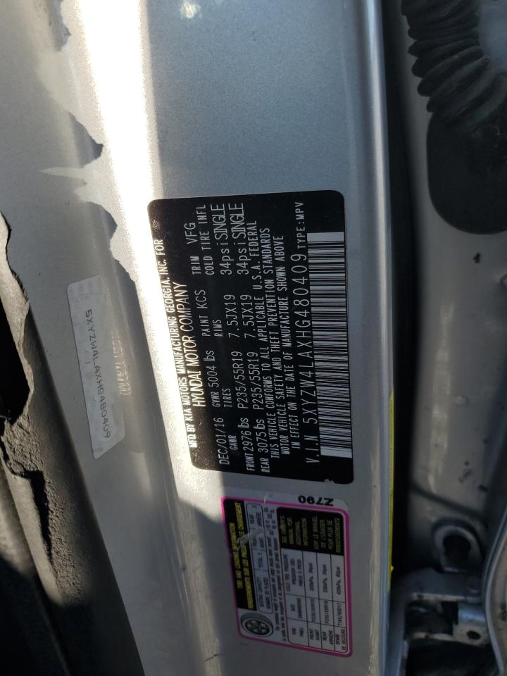 2017 Hyundai Santa Fe Sport VIN: 5XYZW4LAXHG480409 Lot: 81644735