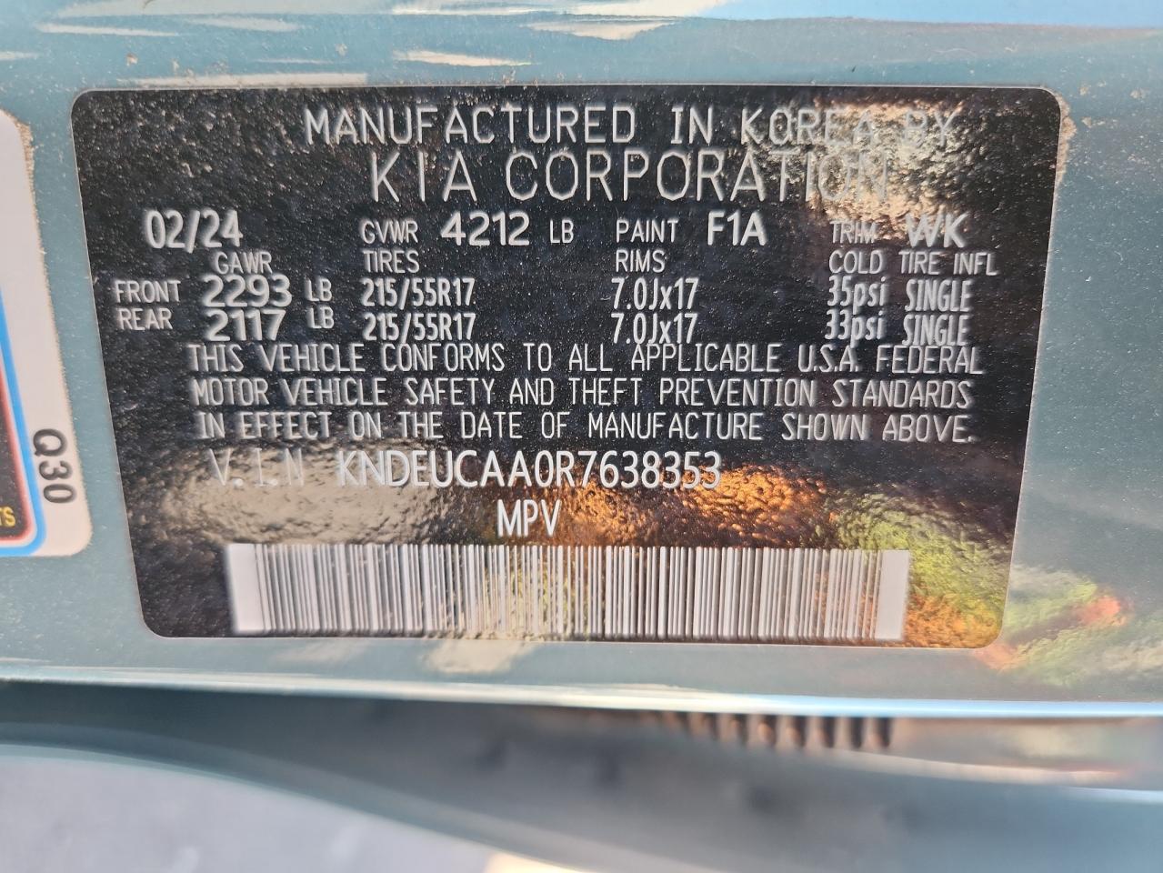 2024 Kia Seltos S VIN: KNDEUCAA0R7638353 Lot: 82097365