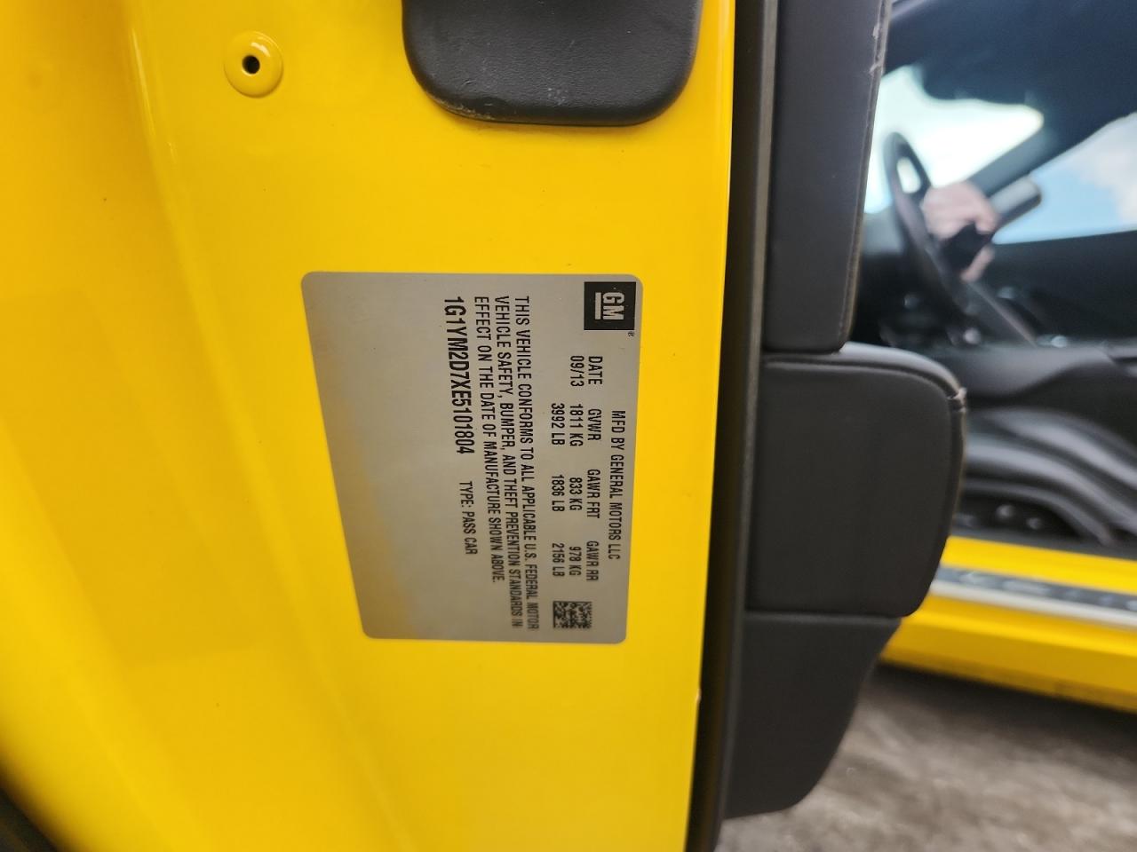 2014 Chevrolet Corvette Stingray Z51 3Lt VIN: 1G1YM2D7XE5101804 Lot: 80077985