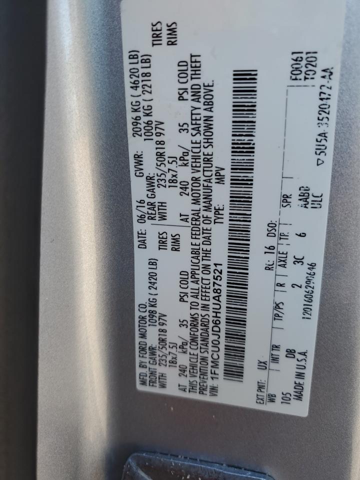 2017 Ford Escape Titanium VIN: 1FMCU0JD6HUA87521 Lot: 81462865