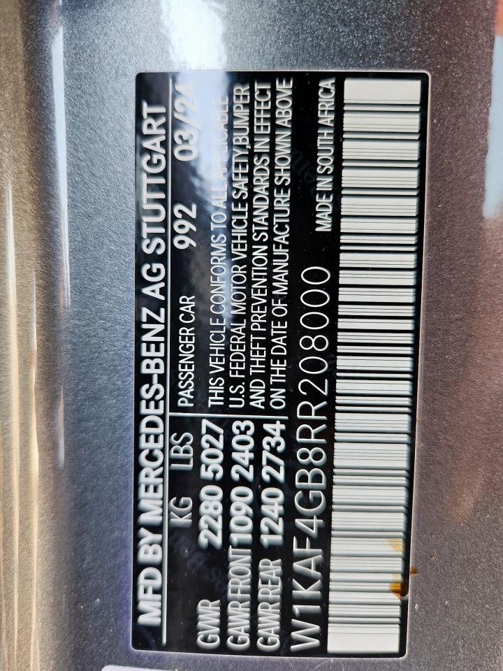 2024 Mercedes-Benz C 300 VIN: W1KAF4GB8RR208000 Lot: 80313095