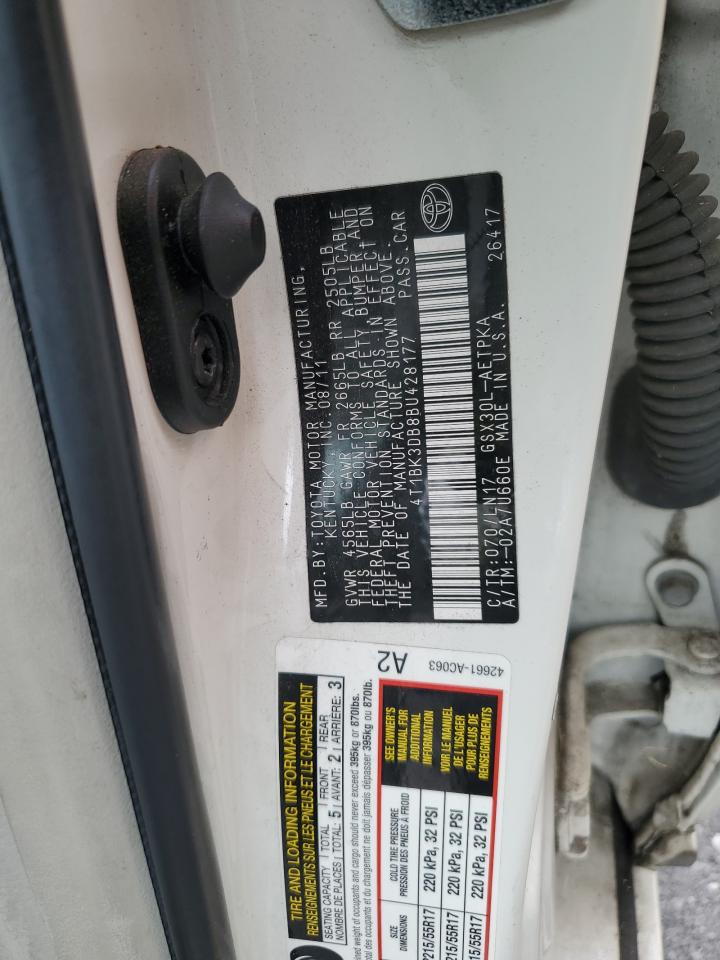 2011 Toyota Avalon Base VIN: 4T1BK3DB8BU428177 Lot: 82068175