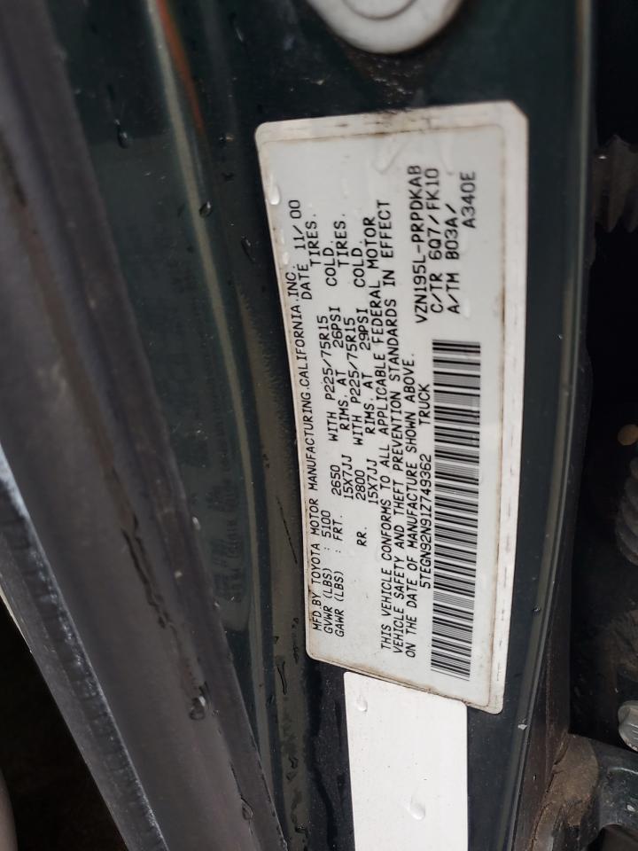 2001 Toyota Tacoma Double Cab Prerunner VIN: 5TEGN92N91Z749362 Lot: 72072885