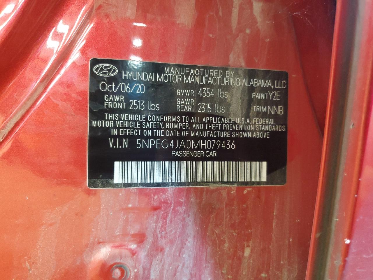 2021 Hyundai Sonata Se VIN: 5NPEG4JA0MH079436 Lot: 70717575