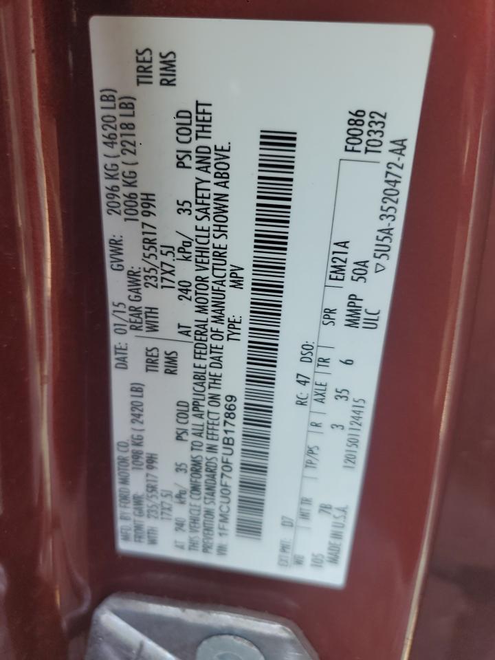 2015 Ford Escape S VIN: 1FMCU0F70FUB17869 Lot: 81260545