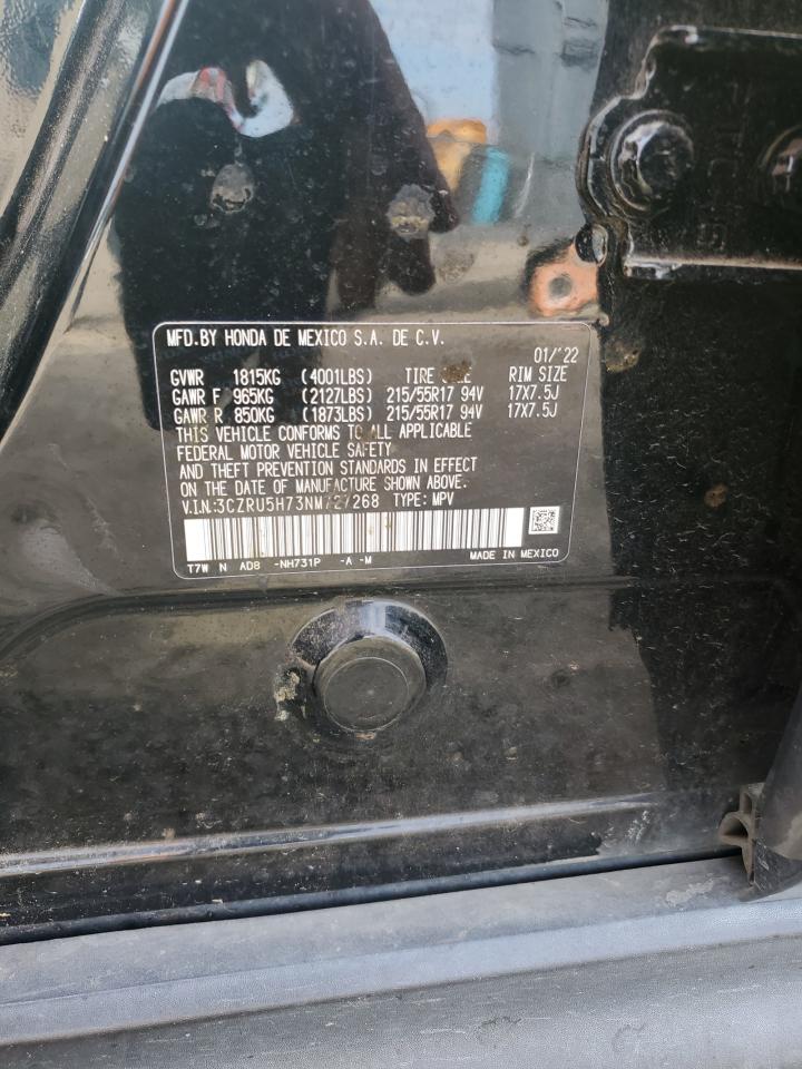 2022 Honda Hr-V Exl VIN: 3CZRU5H73NM727268 Lot: 83752555