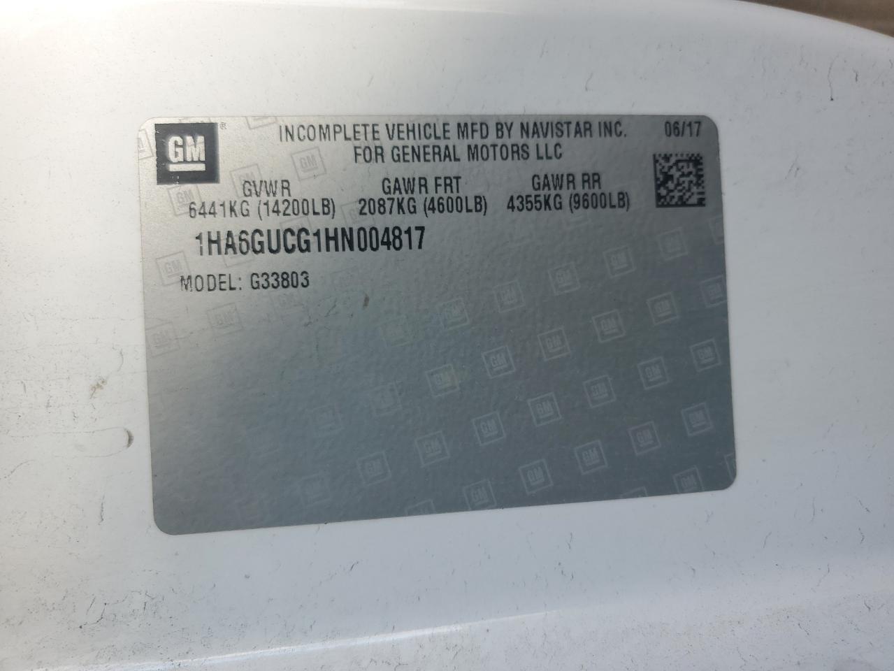 2018 Chevrolet Express G4500 VIN: 1HA6GUCG1HN004817 Lot: 84351925