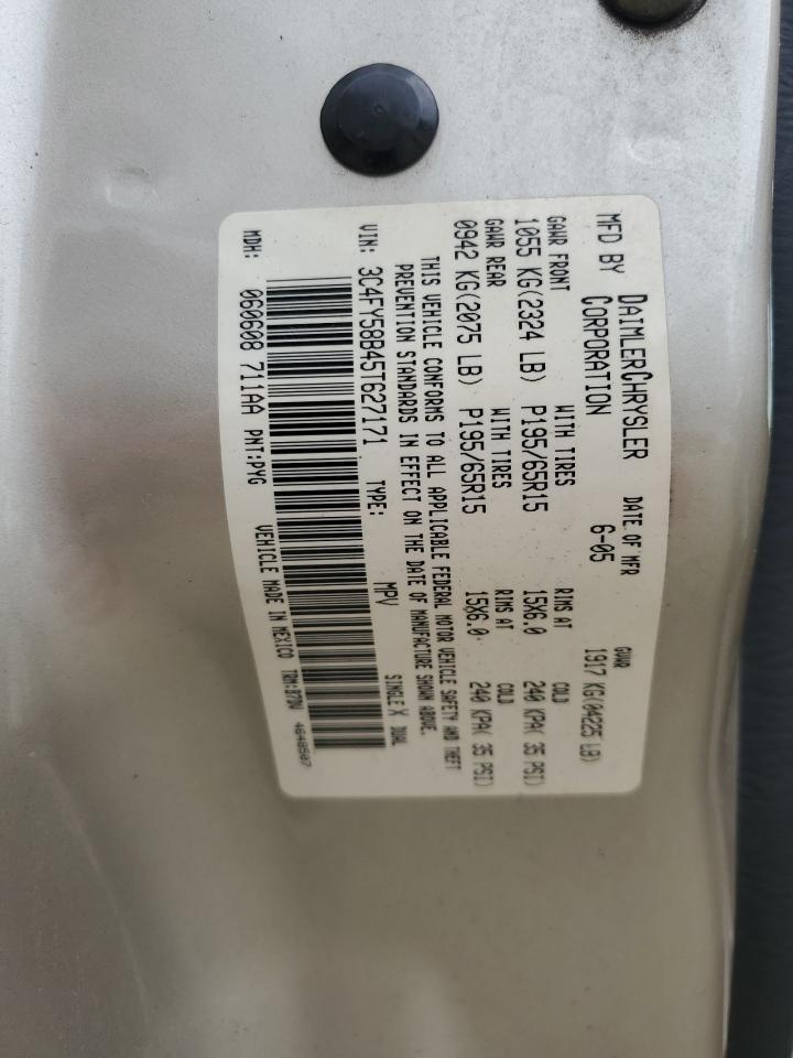 2005 Chrysler Pt Cruiser Touring VIN: 3C4FY58B45T627171 Lot: 80507375