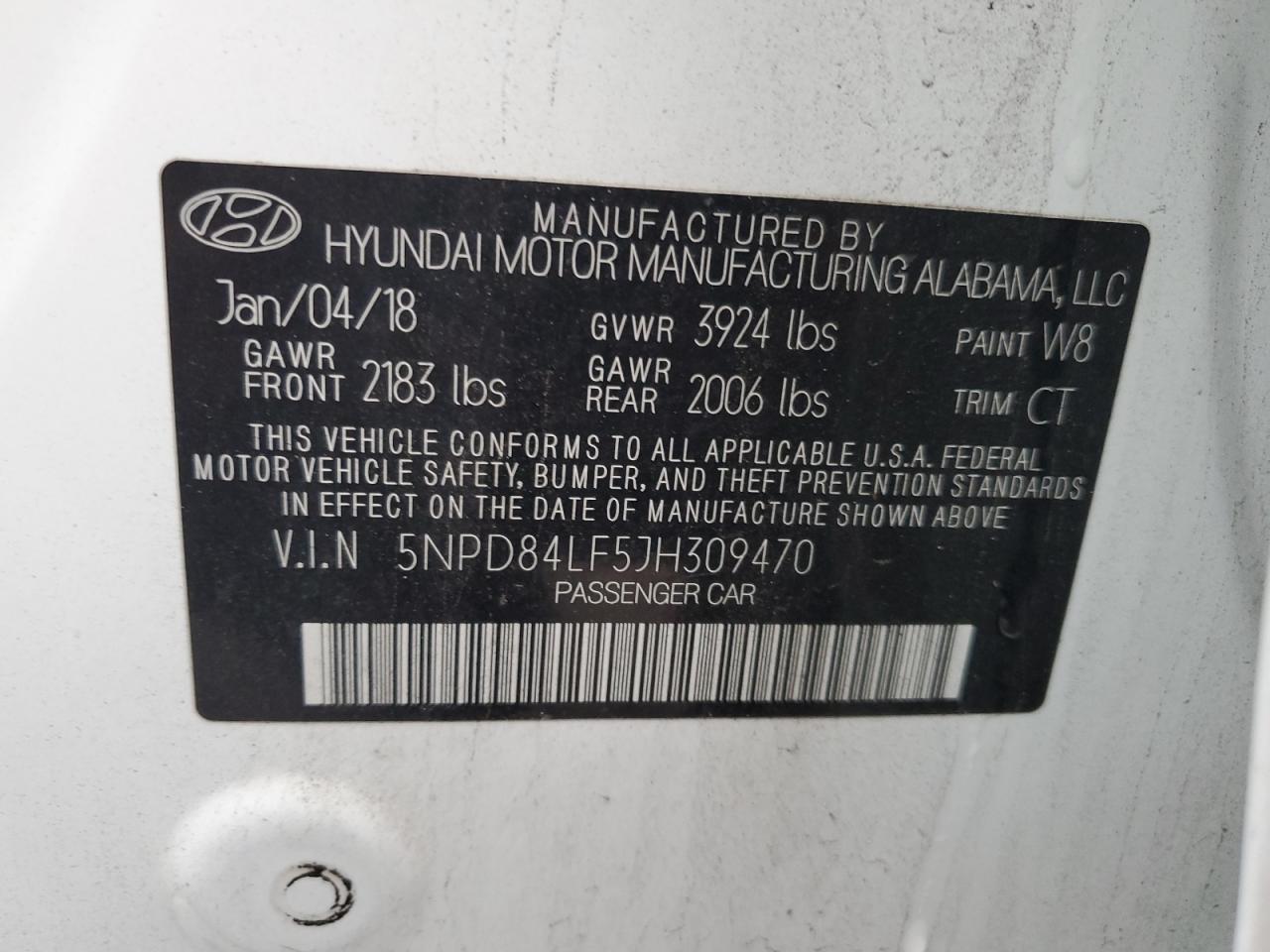 2018 Hyundai Elantra Sel VIN: 5NPD84LF5JH309470 Lot: 81783445