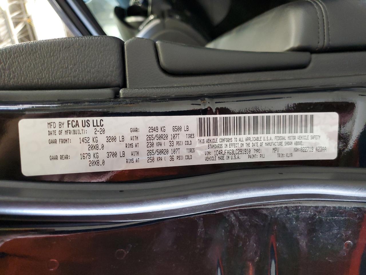 2020 Jeep Grand Cherokee Laredo VIN: 1C4RJFAG3LC291910 Lot: 81272955