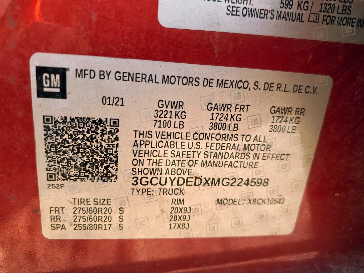 2021 Chevrolet Silverado K1500 Lt VIN: 3GCUYDEDXMG224598 Lot: 81335885