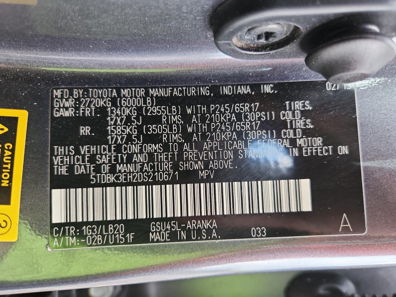 2013 Toyota Highlander Base VIN: 5TDBK3EH2DS210671 Lot: 84616715