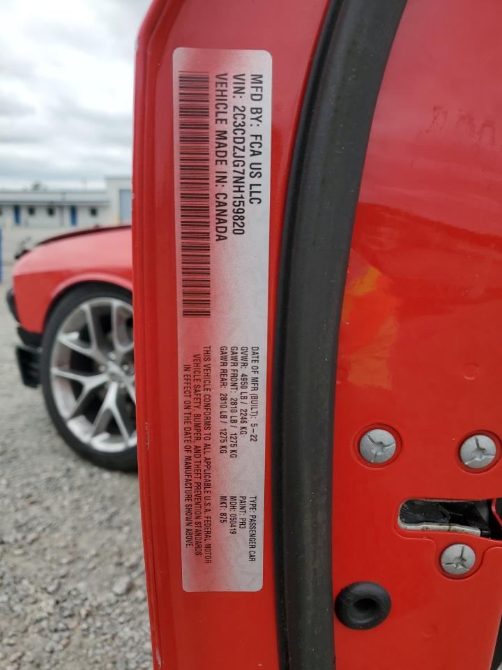 2022 Dodge Challenger Gt VIN: 2C3CDZJG7NH159820 Lot: 72012035