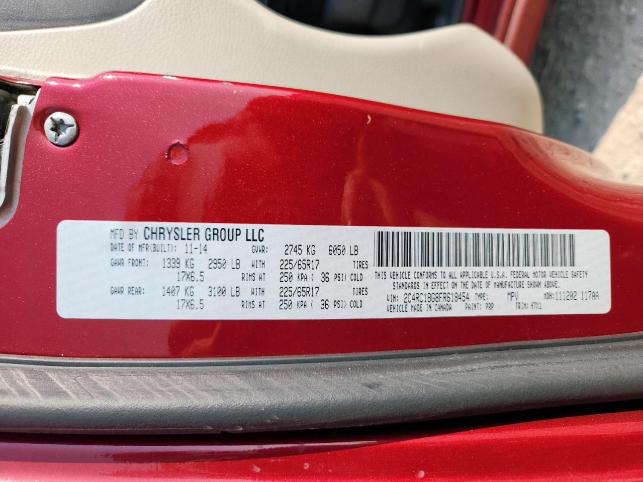 2015 Chrysler Town & Country Touring VIN: 2C4RC1BG8FR618454 Lot: 81450415