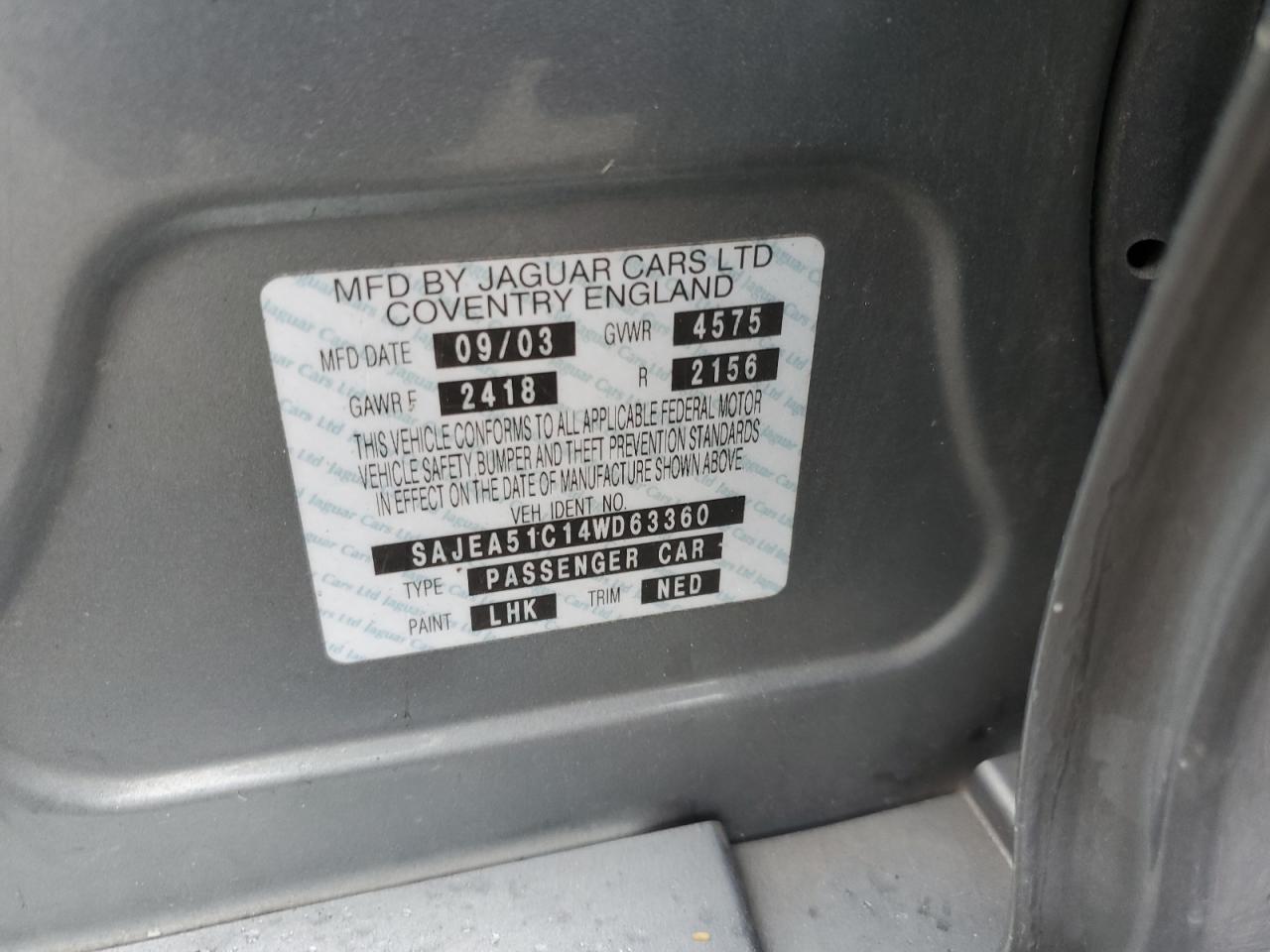 2004 Jaguar X-Type 3.0 VIN: SAJEA51C14WD63360 Lot: 83844575