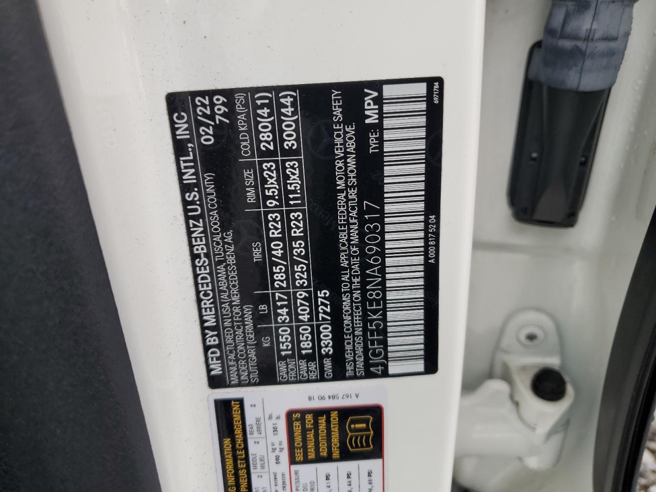 2022 Mercedes-Benz Gls 450 4Matic VIN: 4JGFF5KE8NA690317 Lot: 84260415