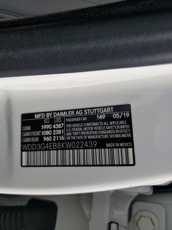 2019 Mercedes-Benz A 220 VIN: WDD3G4EB8KW022439 Lot: 71860755