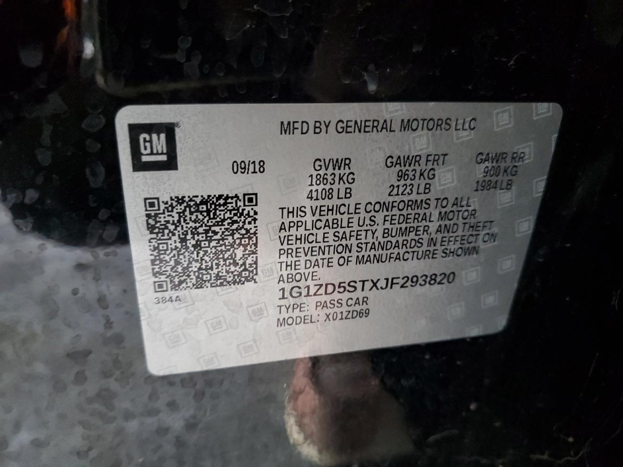 2018 Chevrolet Malibu Lt VIN: 1G1ZD5STXJF293820 Lot: 84225875