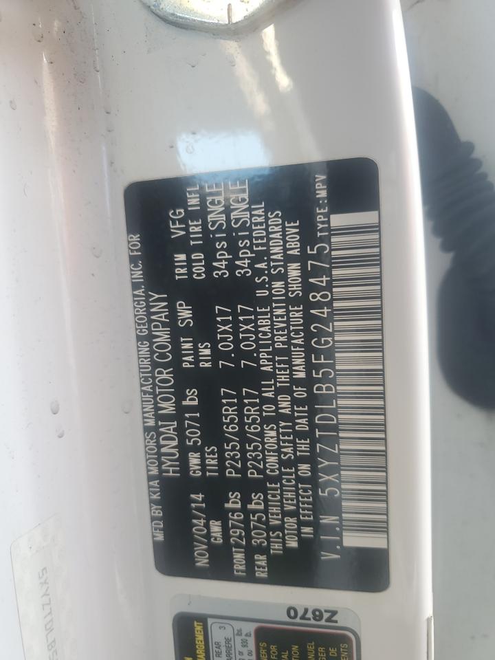 2015 Hyundai Santa Fe Sport VIN: 5XYZTDLB5FG248475 Lot: 82100275