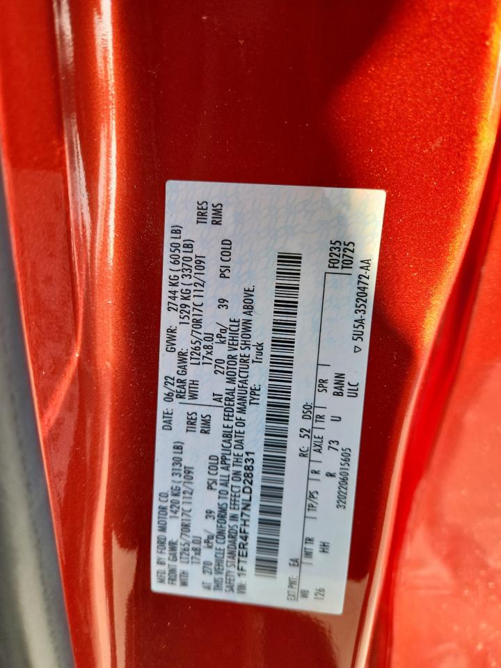 2022 Ford Ranger Xl VIN: 1FTER4FH7NLD28831 Lot: 80713585