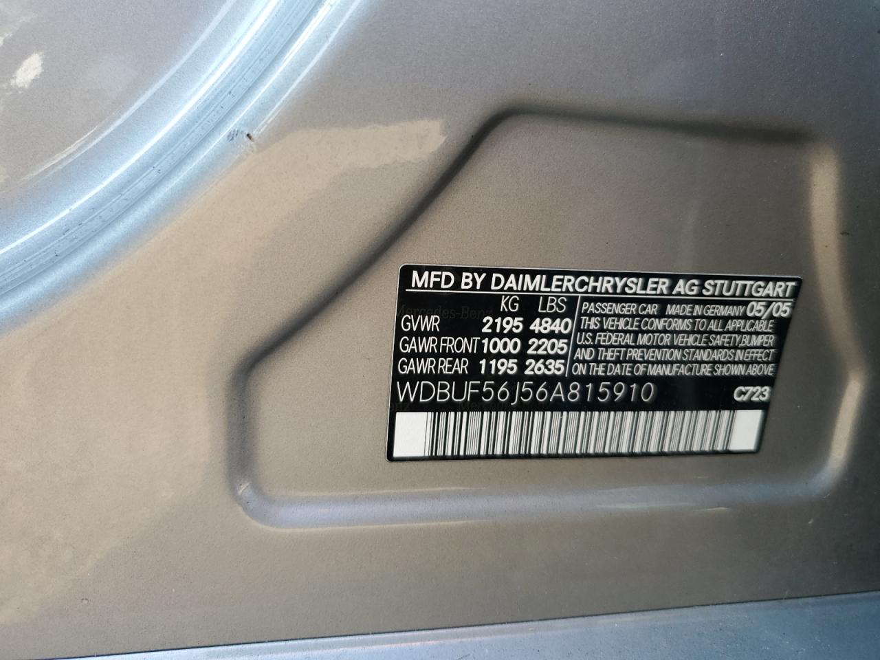 2006 Mercedes-Benz E 350 VIN: WDBUF56J56A815910 Lot: 71702695