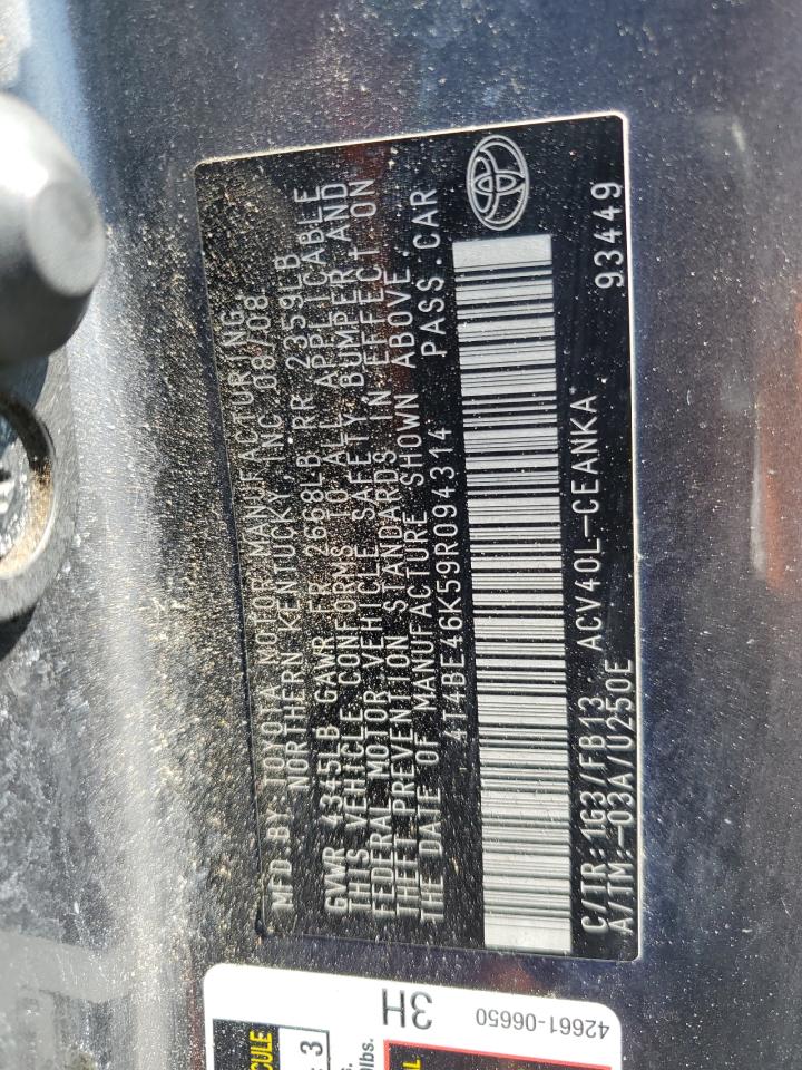 2009 Toyota Camry Base VIN: 4T4BE46K59R094314 Lot: 81651075