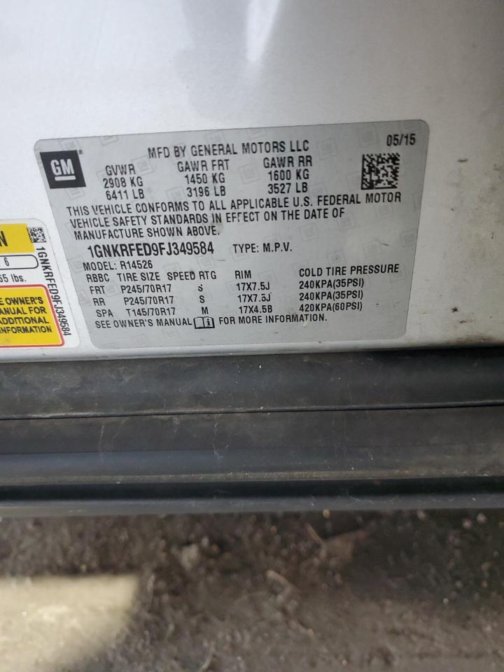 2015 Chevrolet Traverse Ls VIN: 1GNKRFED9FJ349584 Lot: 70988565