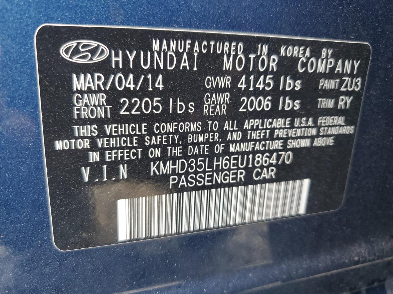 2014 Hyundai Elantra Gt VIN: KMHD35LH6EU186470 Lot: 81121705