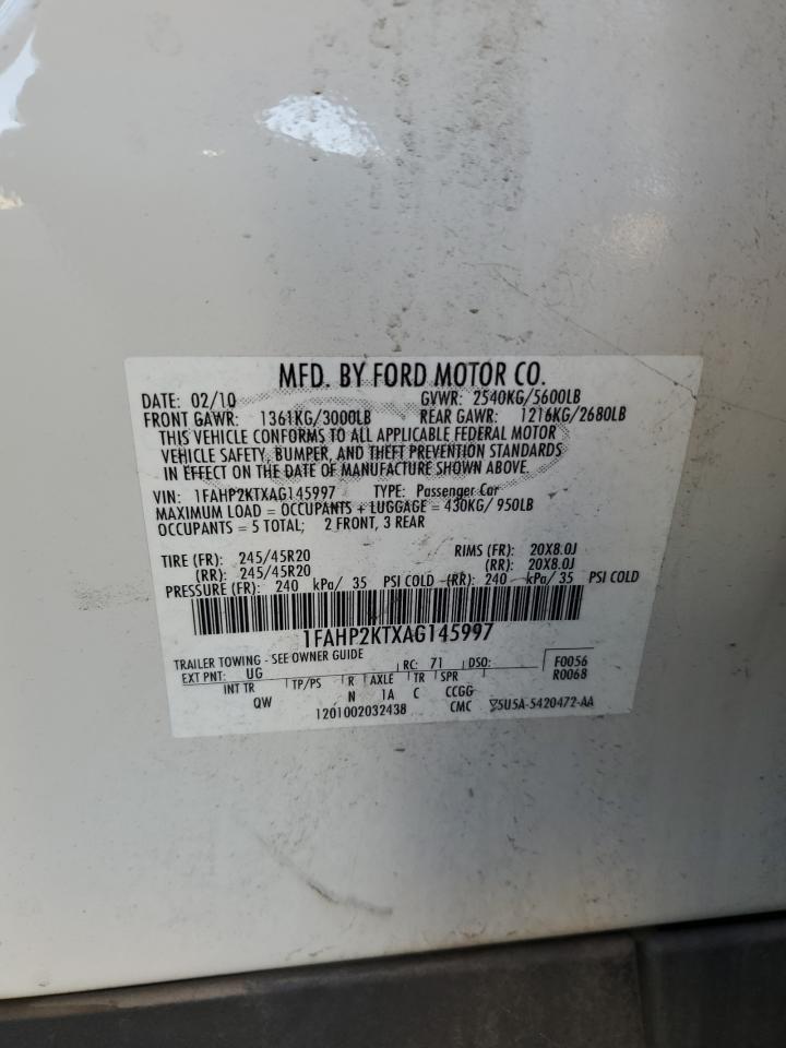 2010 Ford Taurus Sho VIN: 1FAHP2KTXAG145997 Lot: 80580435