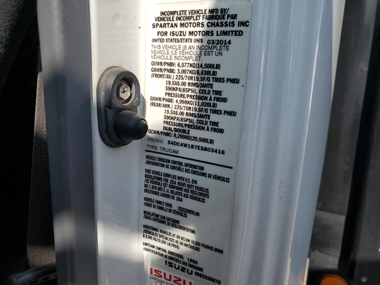 2014 Isuzu Npr Hd VIN: 54DC4W1B7ES803416 Lot: 71594165