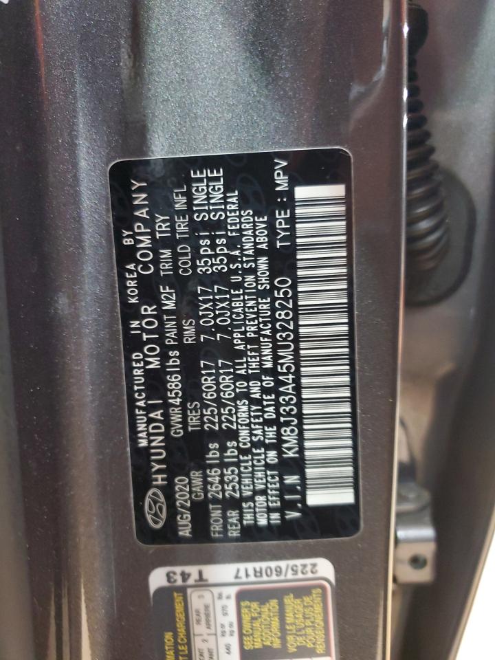 2021 Hyundai Tucson Limited VIN: KM8J33A45MU328250 Lot: 80210175