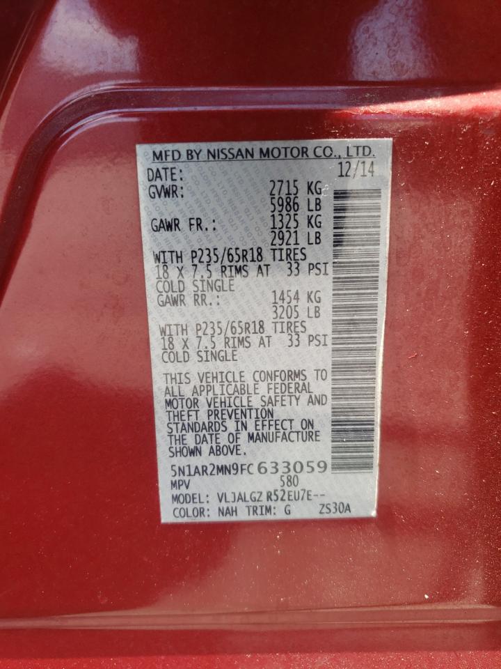 2015 Nissan Pathfinder S VIN: 5N1AR2MN9FC633059 Lot: 71428975