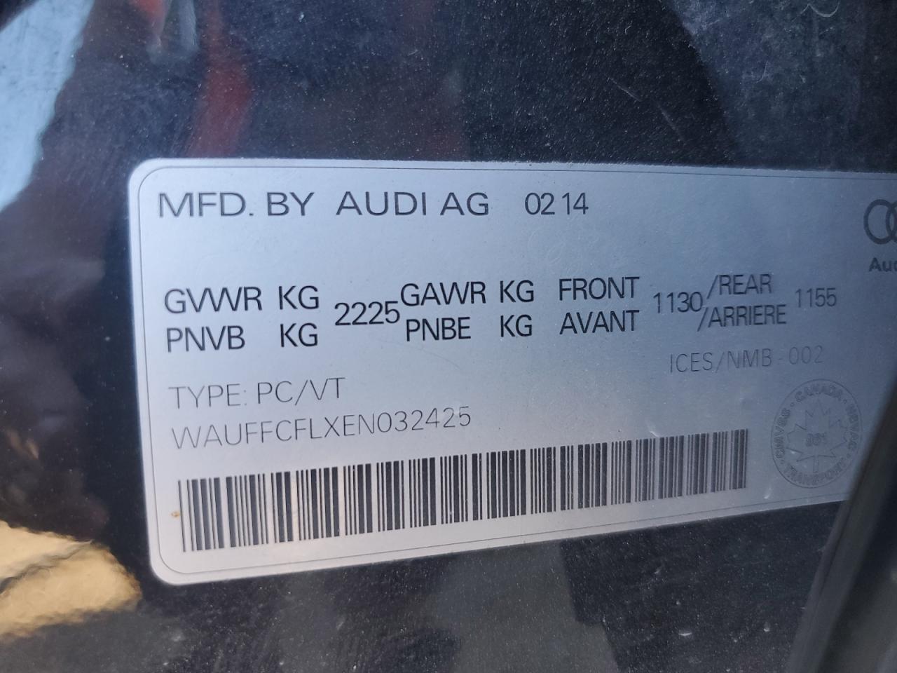 2014 Audi A4 Premium Plus VIN: WAUFFCFLXEN032425 Lot: 71767705