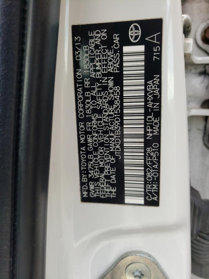 2013 Toyota Prius C VIN: JTDKDTB39D1538458 Lot: 69602365
