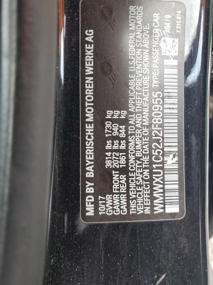 2018 Mini Cooper VIN: WMWXU1C52J2F80955 Lot: 70265455