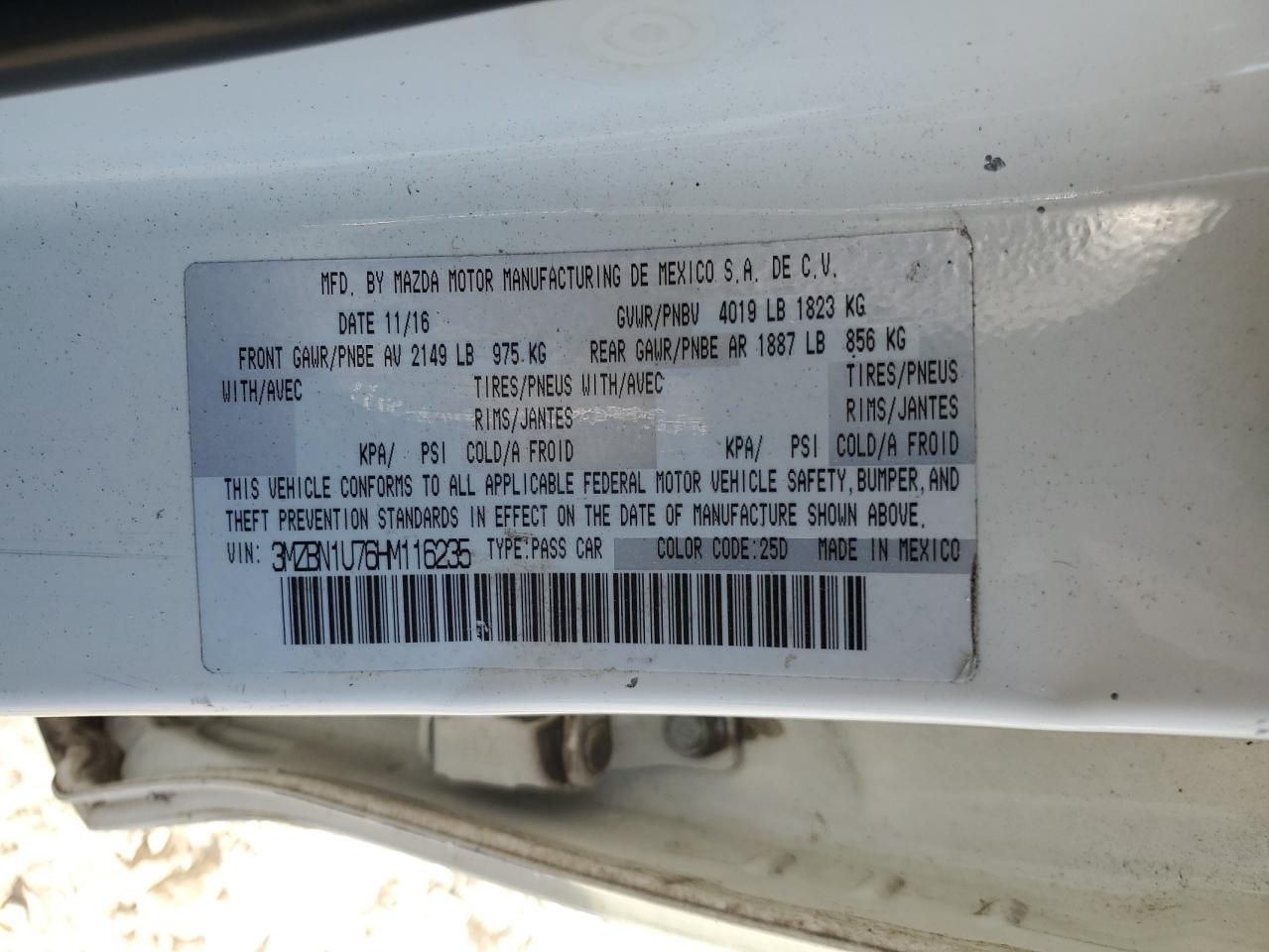 2017 Mazda 3 Sport VIN: 3MZBN1U76HM116235 Lot: 71633245