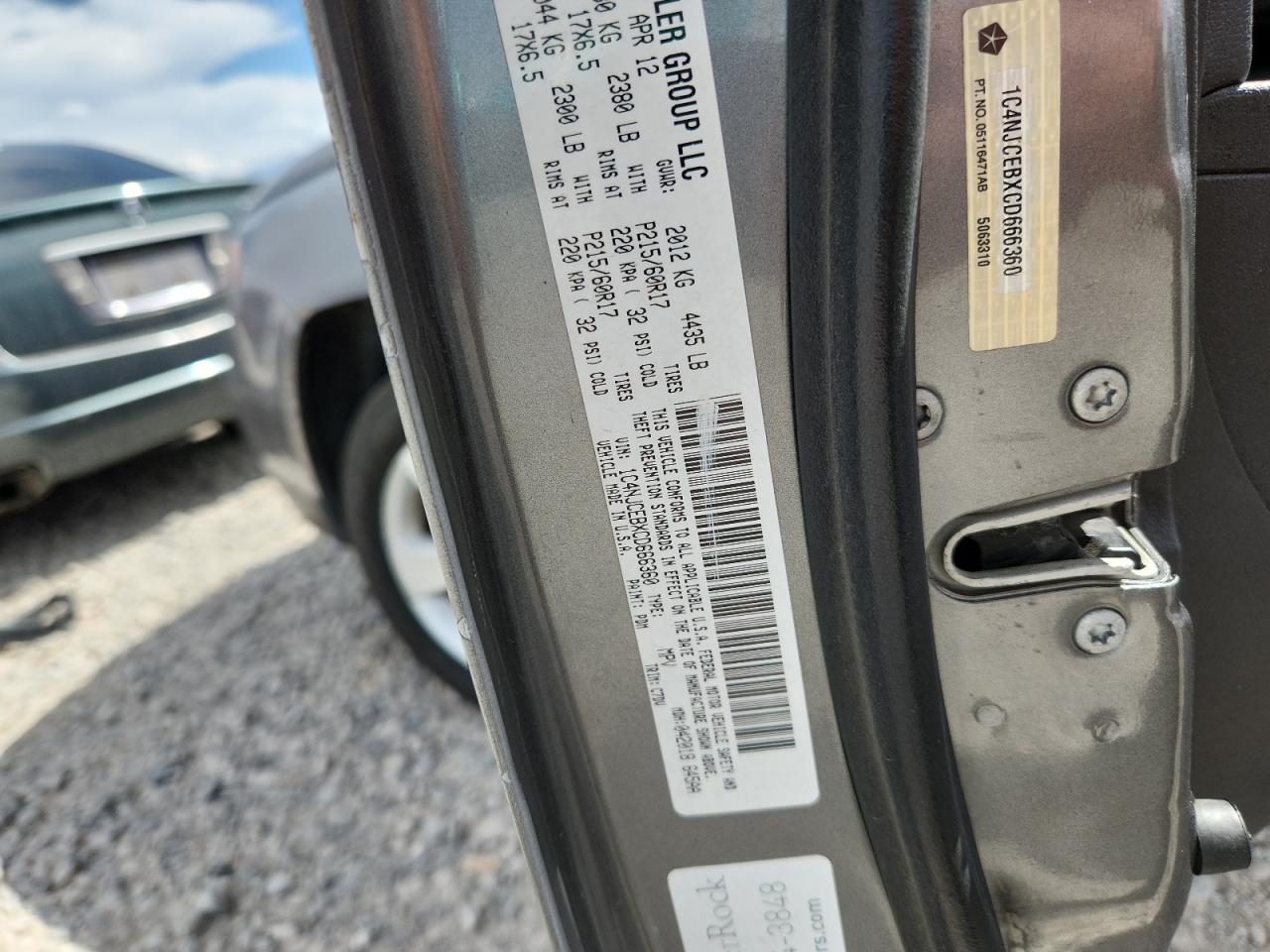 2012 Jeep Compass Latitude VIN: 1C4NJCEBXCD666360 Lot: 80198785