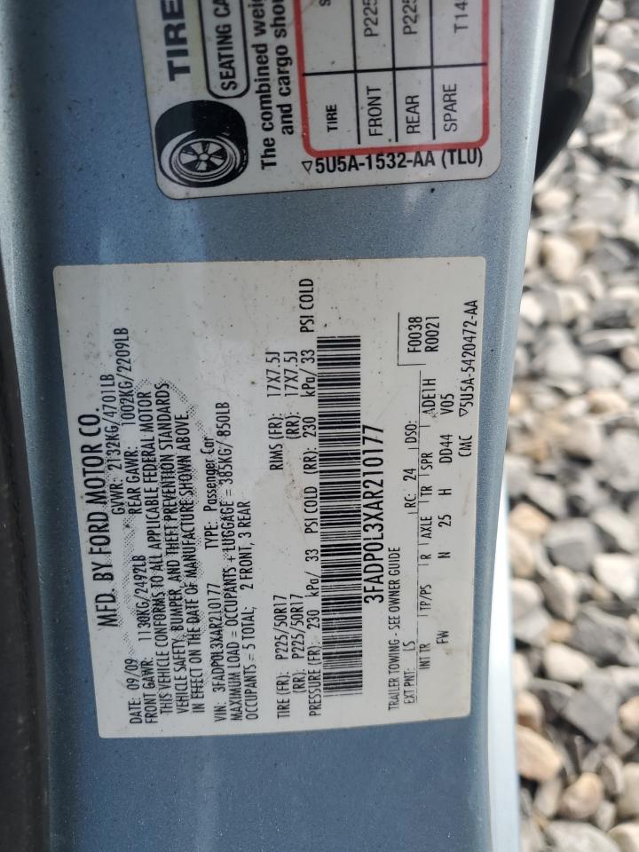 2010 Ford Fusion Hybrid VIN: 3FADP0L3XAR210177 Lot: 71431645