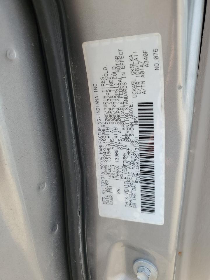 2002 Toyota Sequoia Limited VIN: 5TDBT48A72S131351 Lot: 71977545
