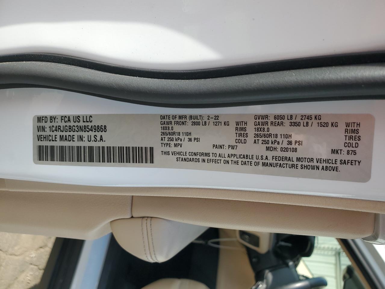 2022 Jeep Grand Cherokee Limited VIN: 1C4RJGBG3N8549868 Lot: 84297765