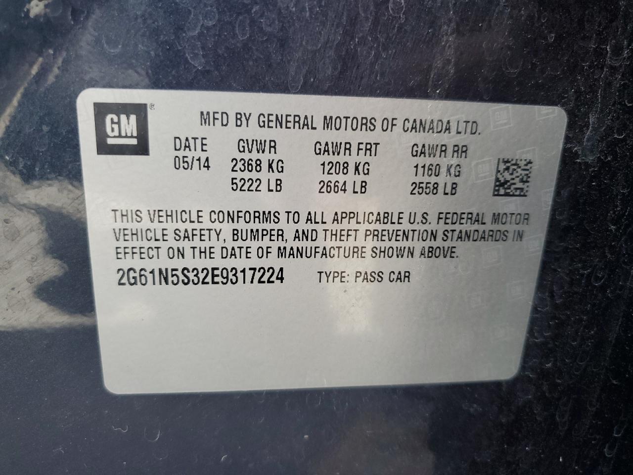 2014 Cadillac Xts Luxury Collection VIN: 2G61N5S32E9317224 Lot: 81966455