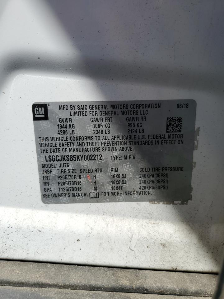 2019 Chevrolet Trax Ls VIN: LSGCJKSB5KY002212 Lot: 71207245