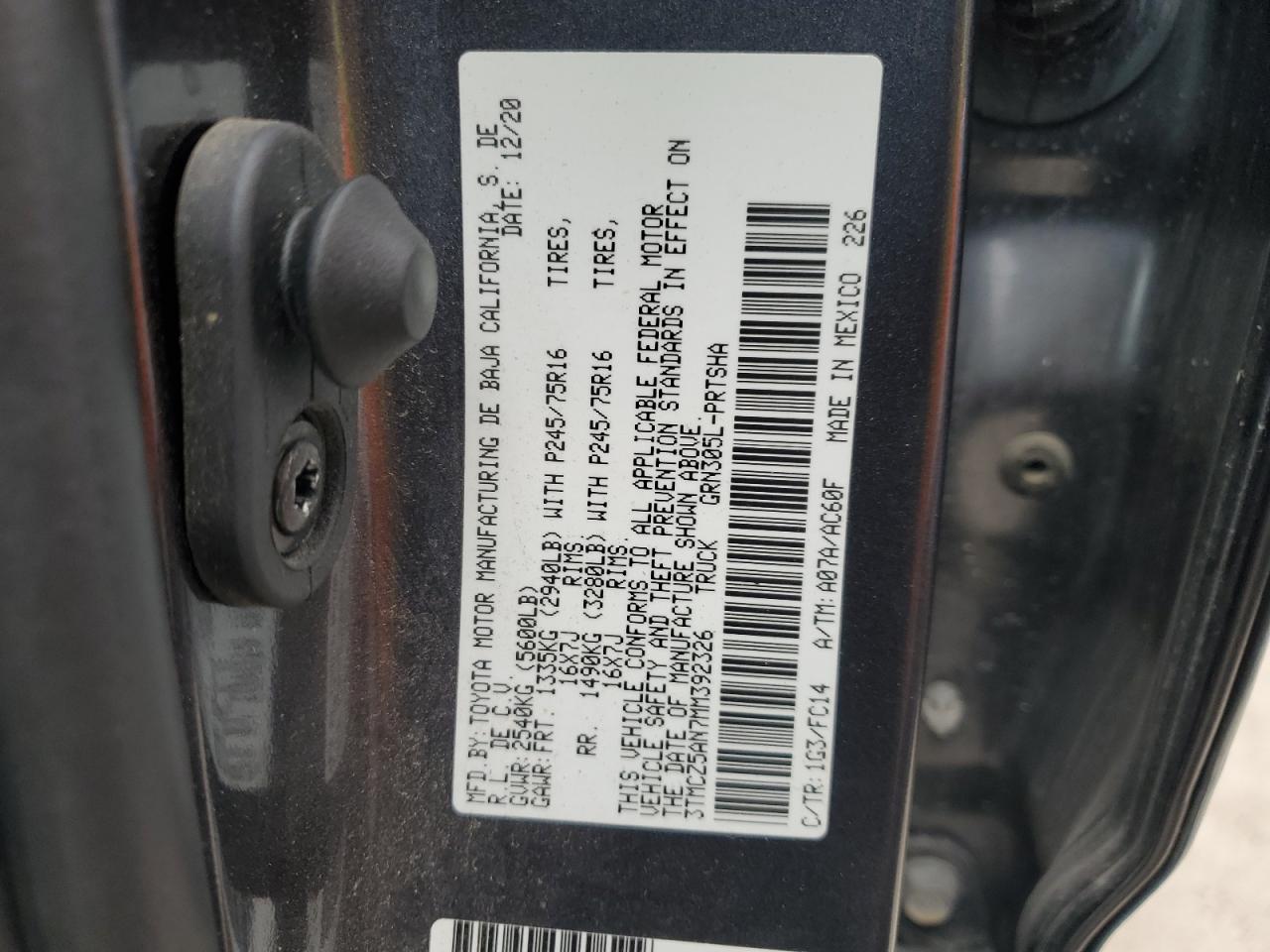 2021 Toyota Tacoma Double Cab VIN: 3TMCZ5AN7MM392326 Lot: 71583815