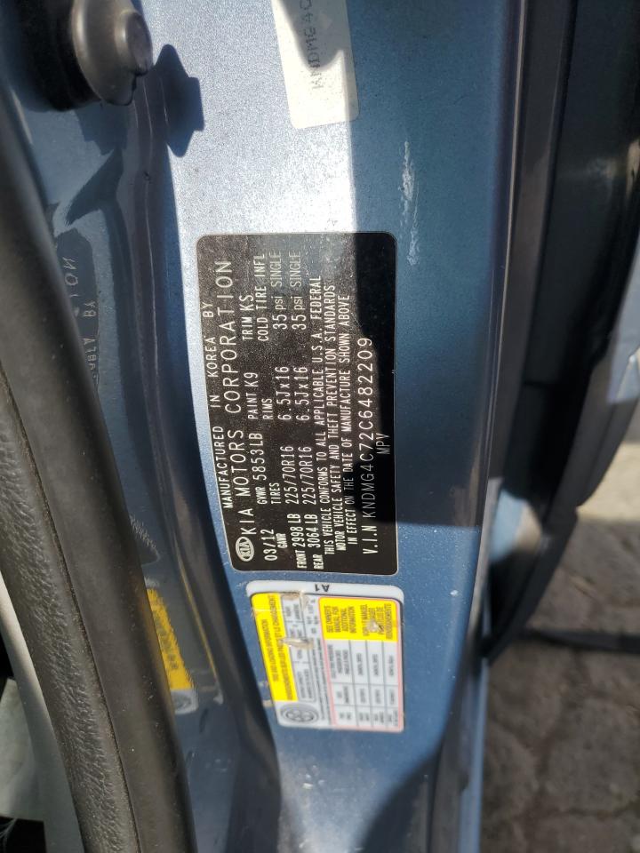 2012 Kia Sedona Lx VIN: KNDMG4C72C6482209 Lot: 70539525